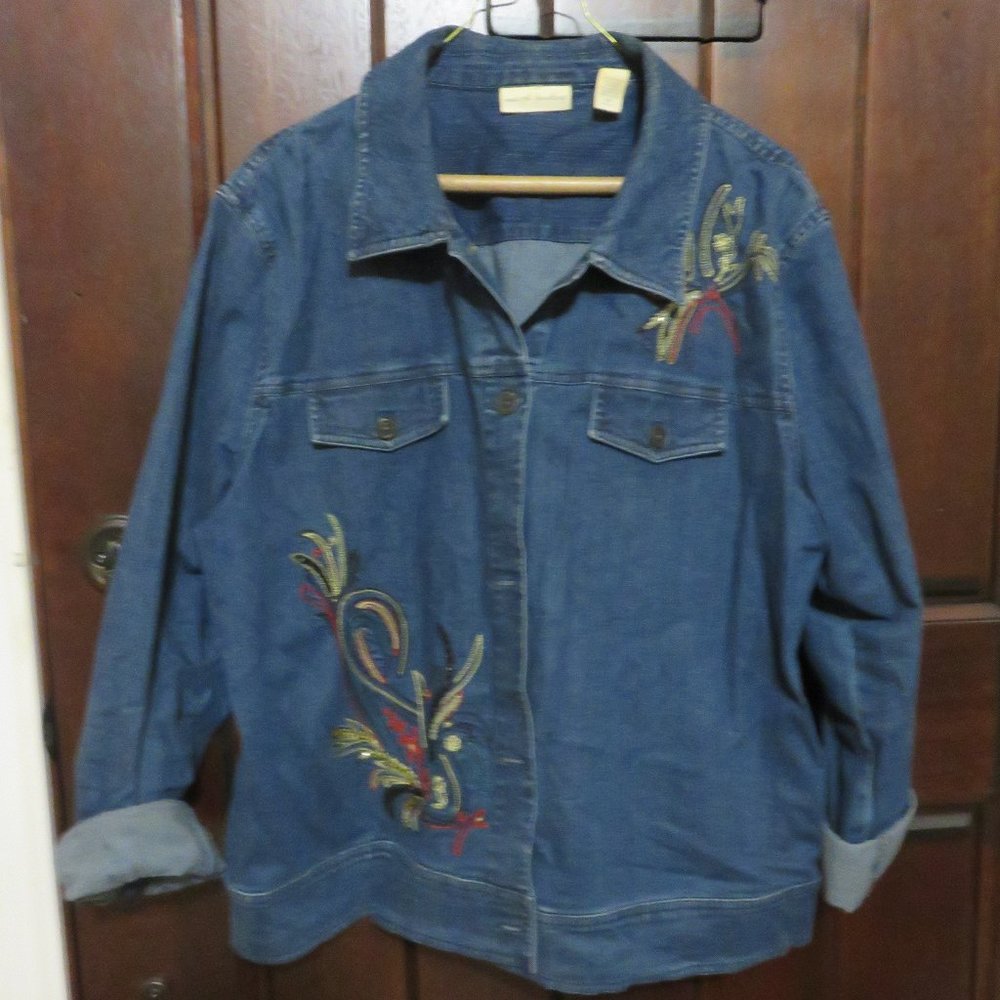 MARSH LANDING EMBROIDERED DENIM JACKET SZ XL
